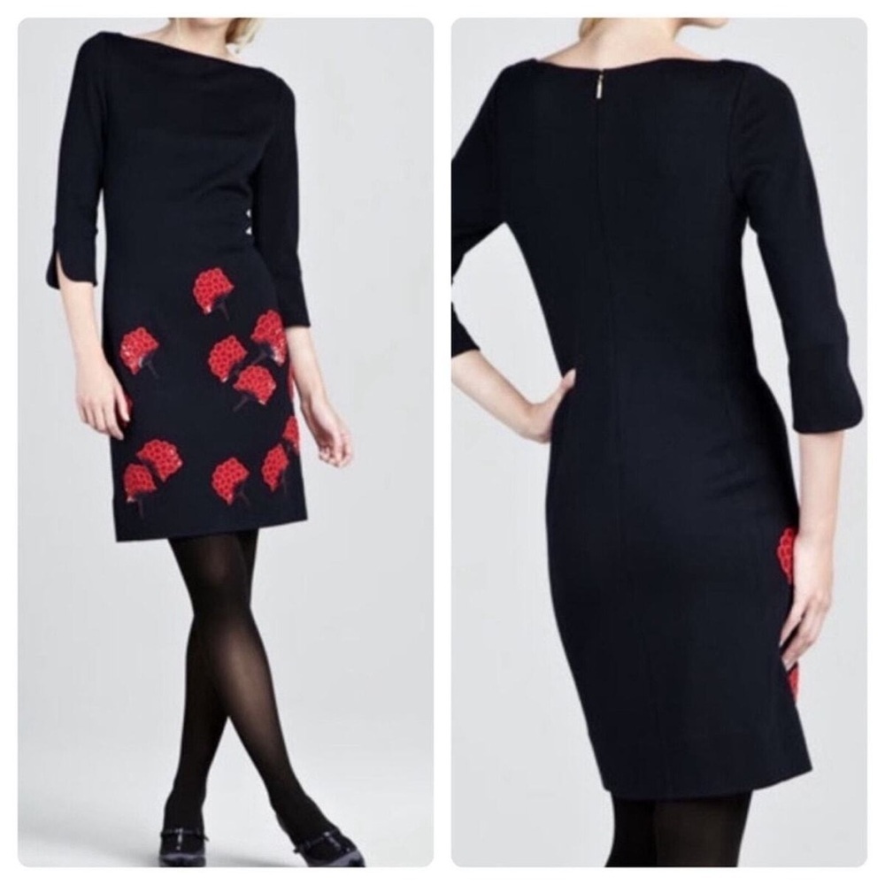 TORY BURCH Etta Blue Wool Blend Bead & Sequin Embellished Mini Dress Women Sz S